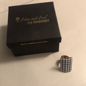 Alex and Ani V66 expandable blue beaded ring